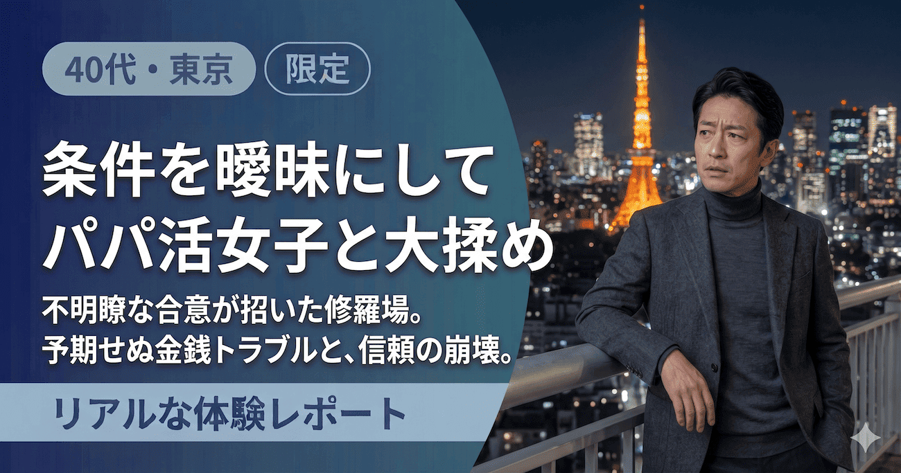 パパ活体験談｜条件を曖昧にしてパパ活女子と大揉め（40代・東京）