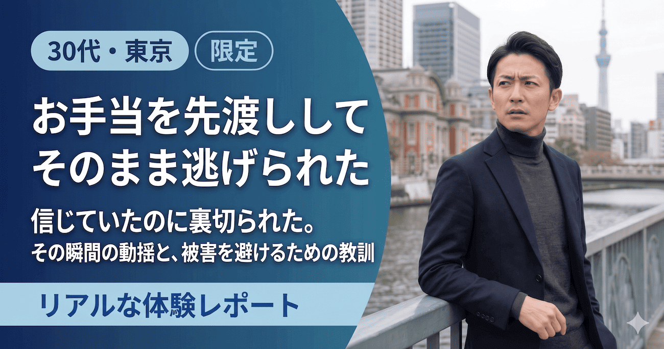 パパ活体験談｜お手当を先渡ししてそのまま逃げられた（30代・東京）