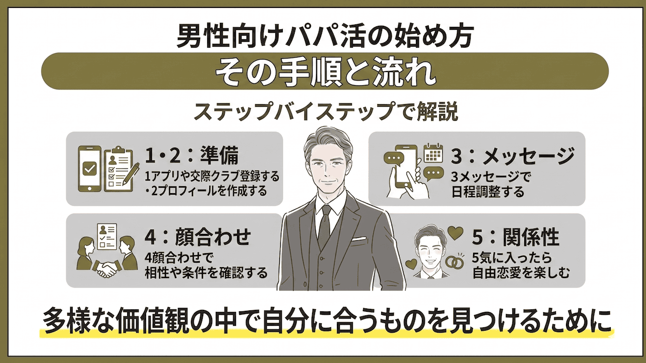男性向けパパ活の始め方