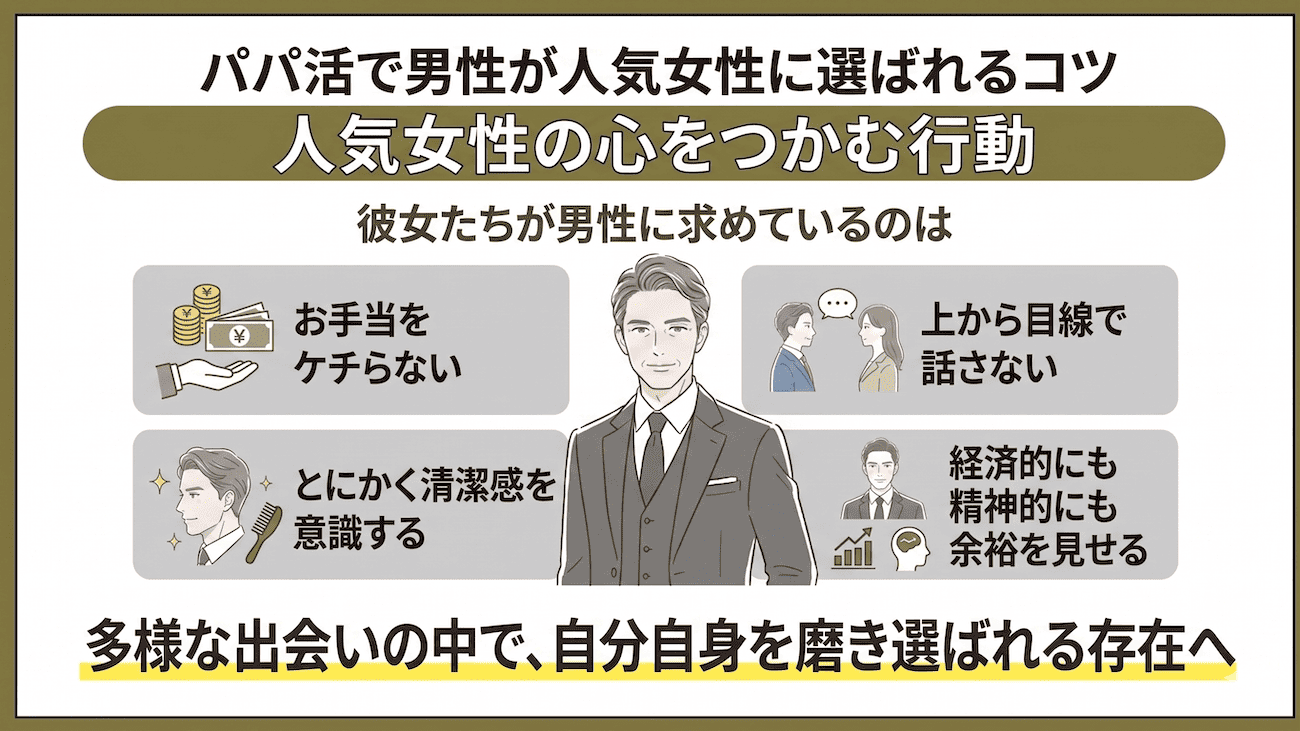 パパ活で男性が人気女性に選ばれるコツ