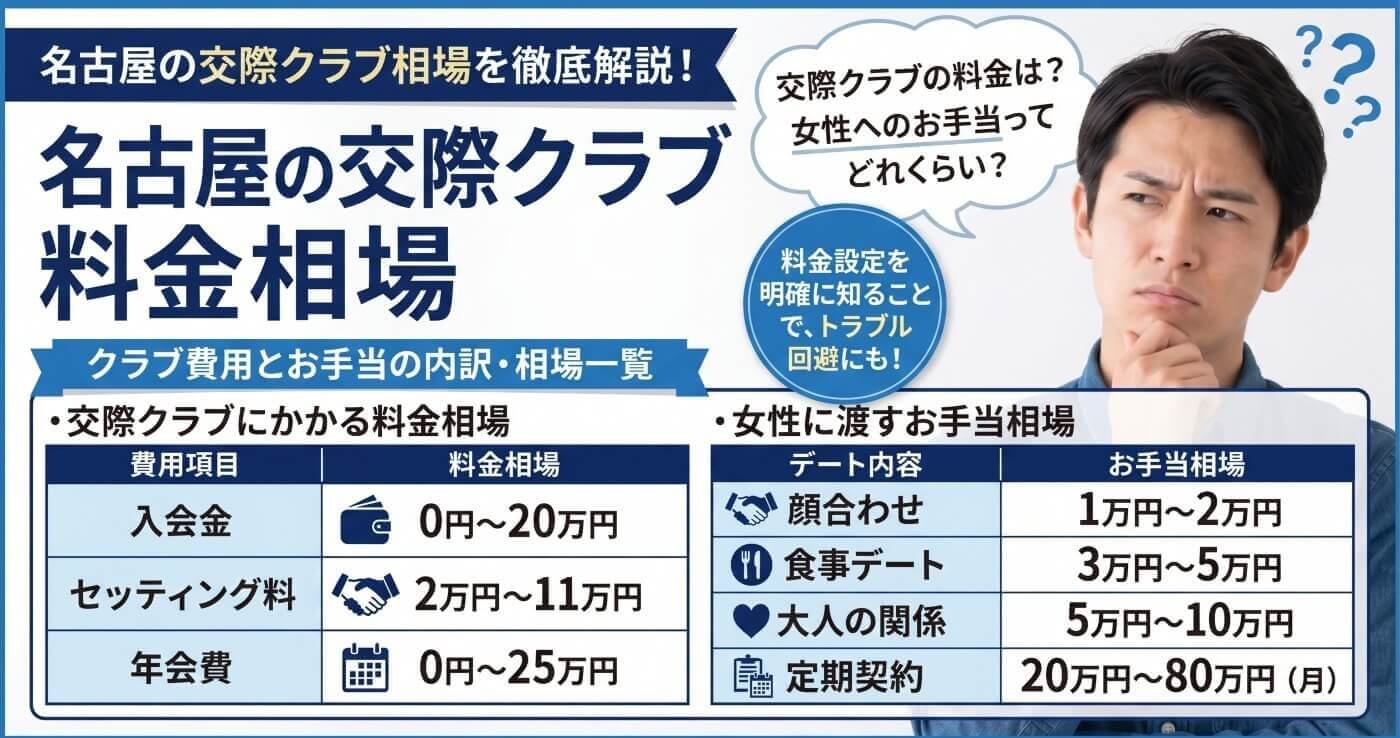 名古屋の交際クラブの料金相場
