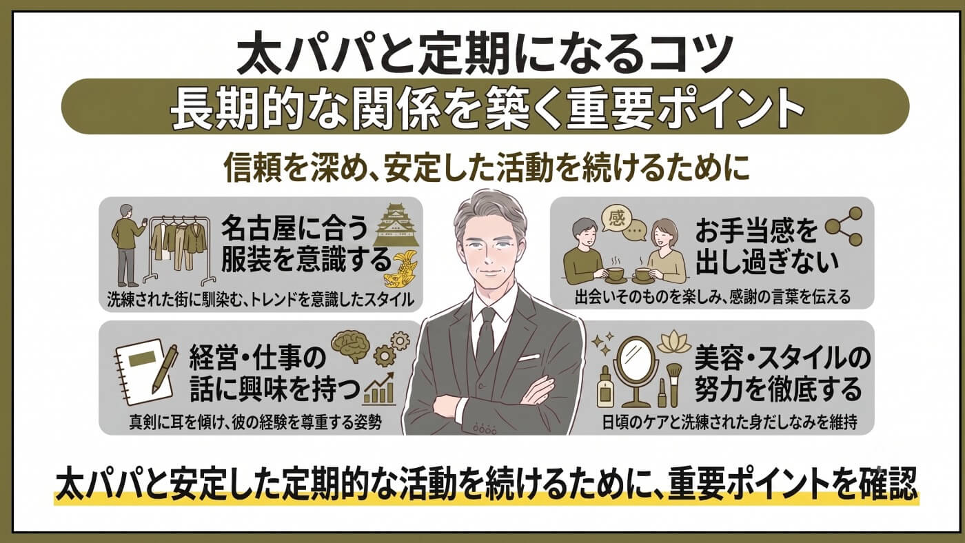 名古屋の交際クラブ｜【女性向け】太パパと定期になるコツ