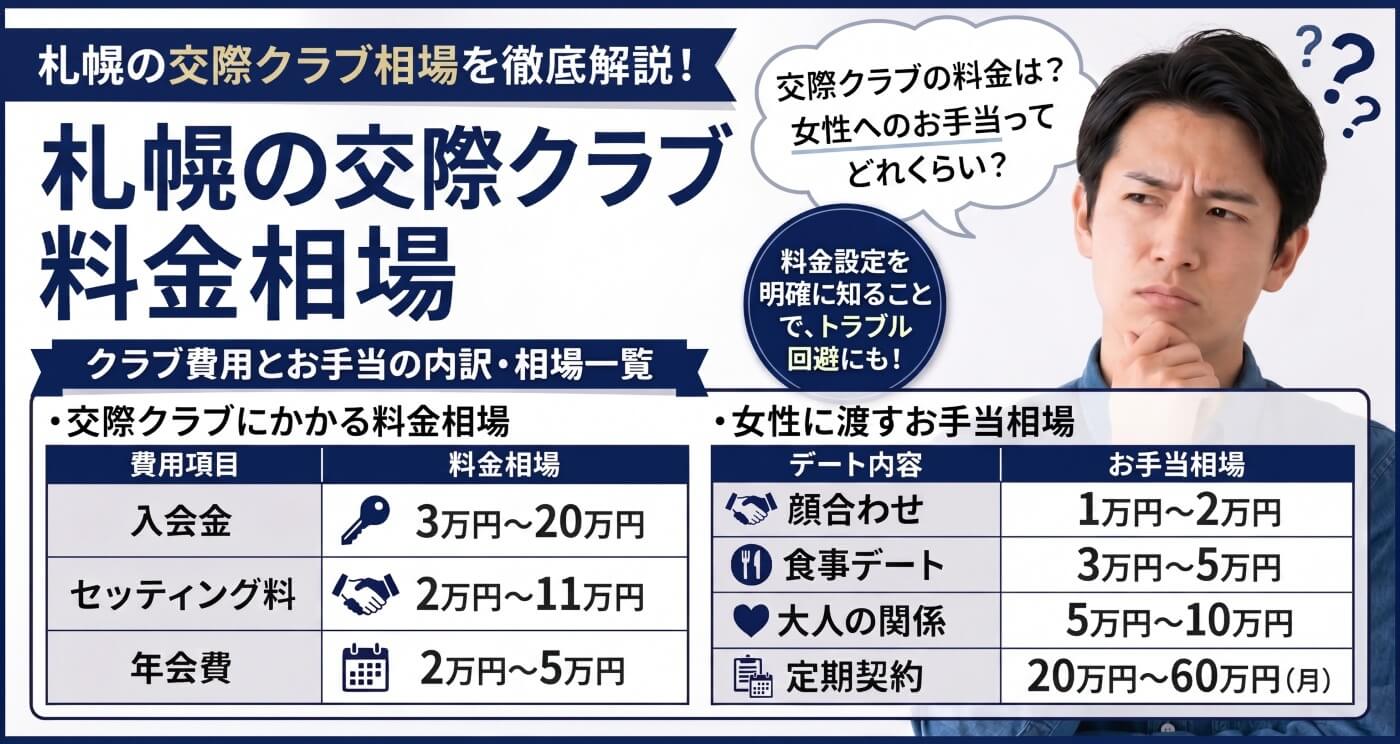 札幌の交際クラブの料金・お手当相場