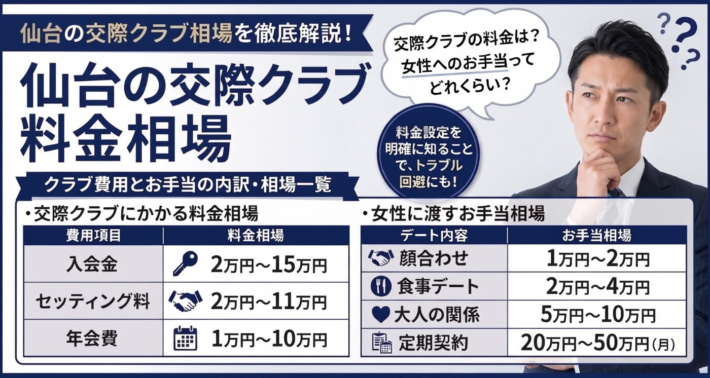 仙台の交際クラブの料金・お手当相場