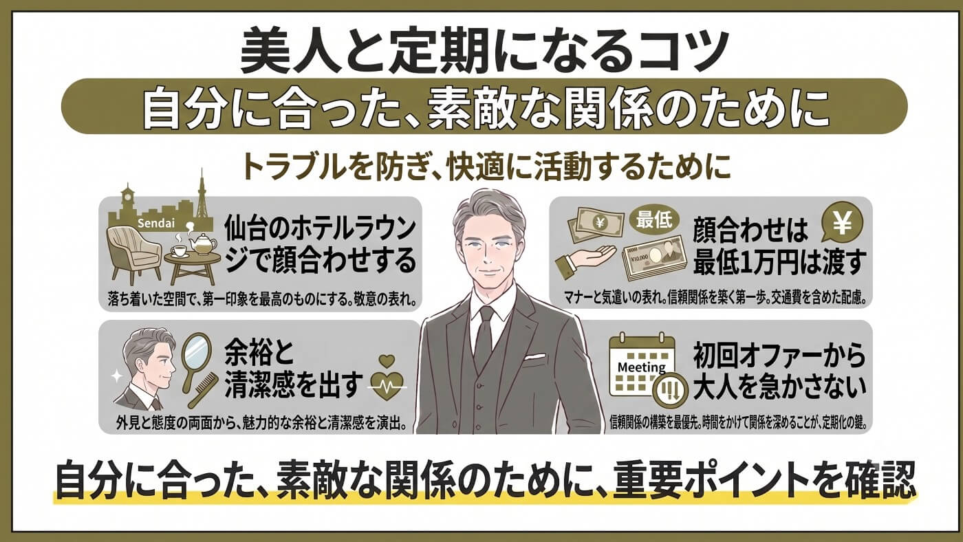 仙台の交際クラブで成功するコツ｜【男性向け】美人と定期になるコツ