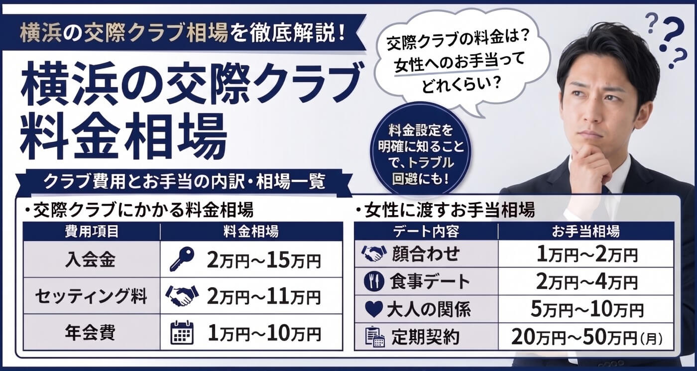 横浜の交際クラブの料金・お手当相場