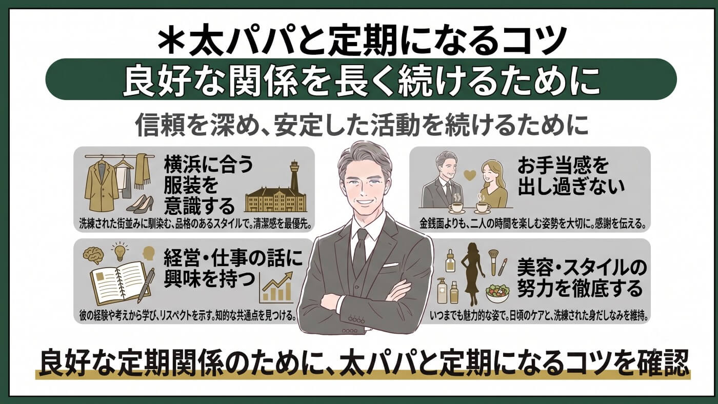 横浜の交際クラブで成功するコツ｜太パパと定期になるコツ