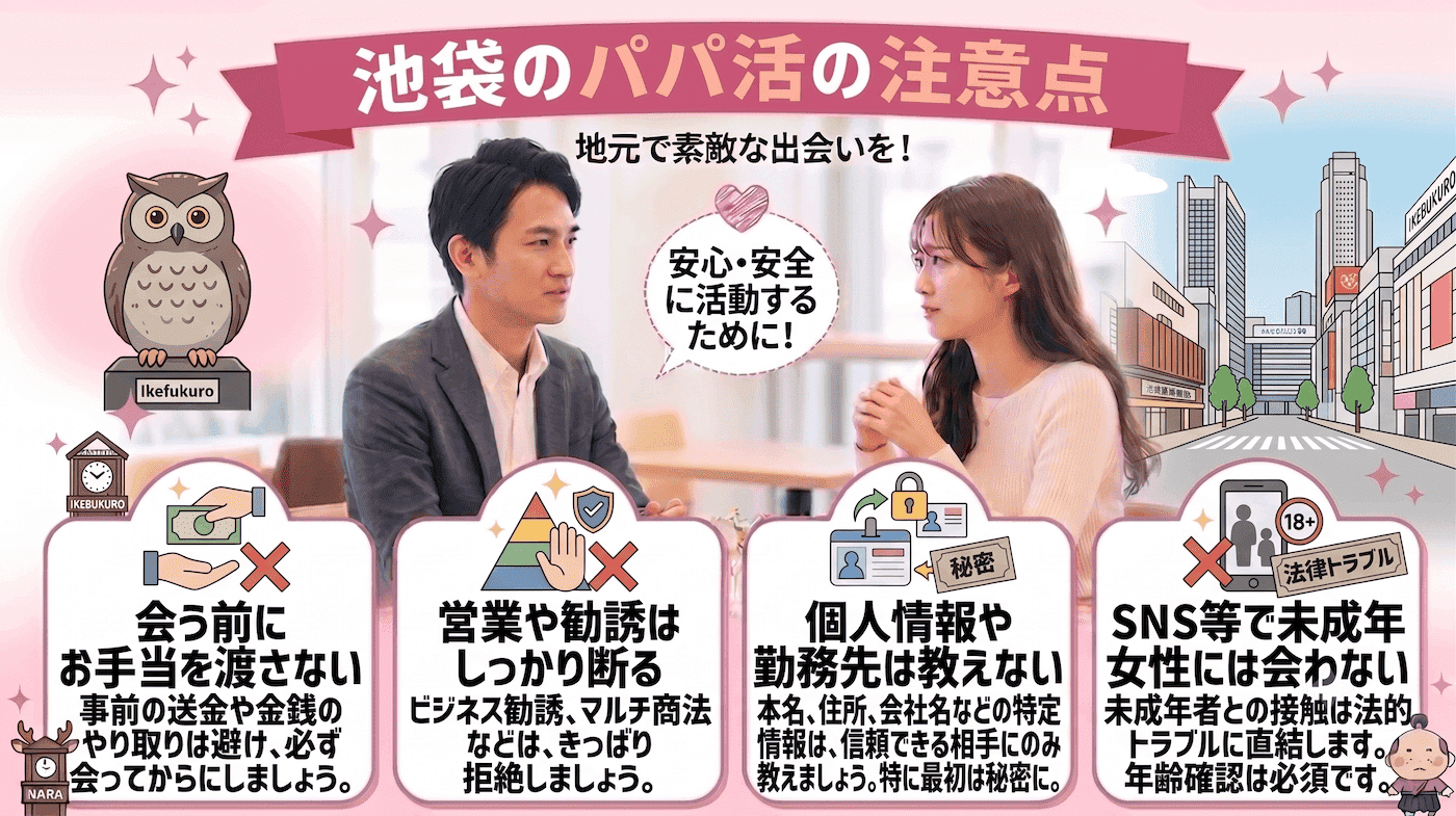 池袋のパパ活で男性が注意すべきこと