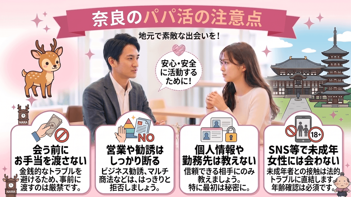 奈良のパパ活で男性が注意すべきこと