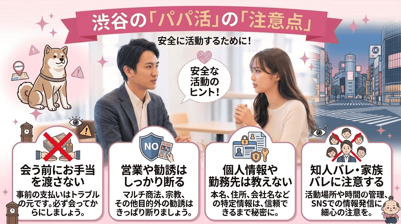 渋谷のパパ活で男性が注意すべきこと