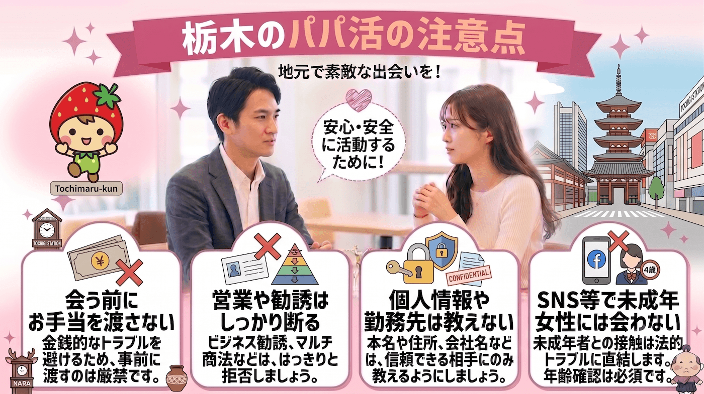 栃木のパパ活で男性が注意すべきこと