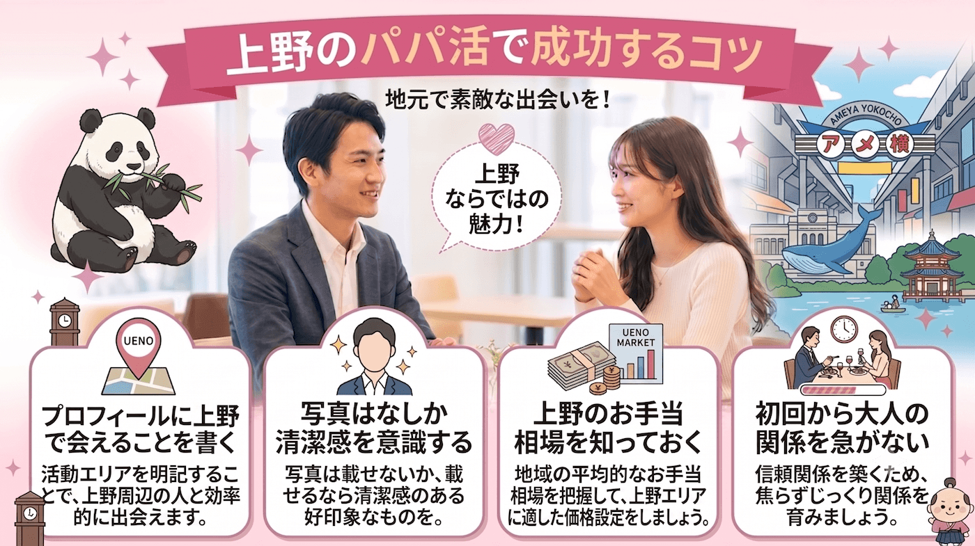 上野の男性がパパ活で成功するコツ