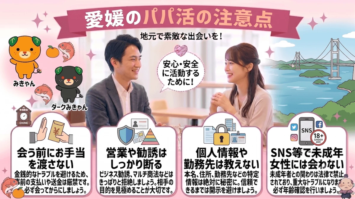 愛媛のパパ活で男性が注意すべきこと