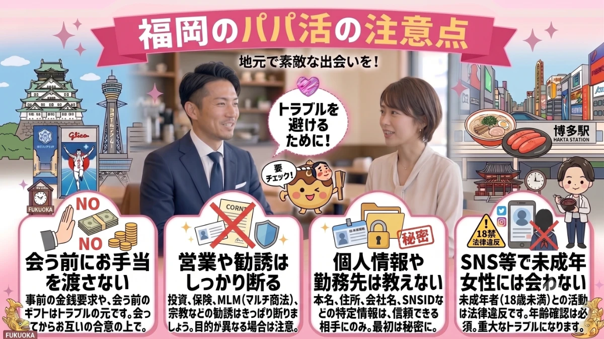 福岡のパパ活で男性が注意すべきこと