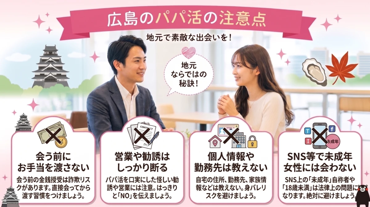 広島のパパ活で男性が注意すべきこと