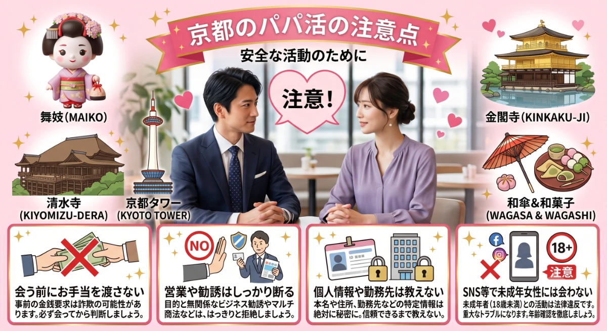 京都のパパ活で男性が注意すべきこと