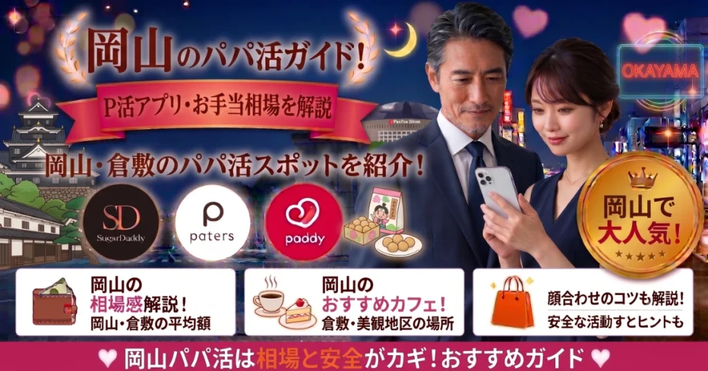 岡山のパパ活ガイド！P活アプリ・お手当相場を解説