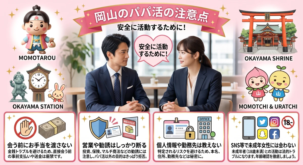 岡山のパパ活で男性が注意すべきこと