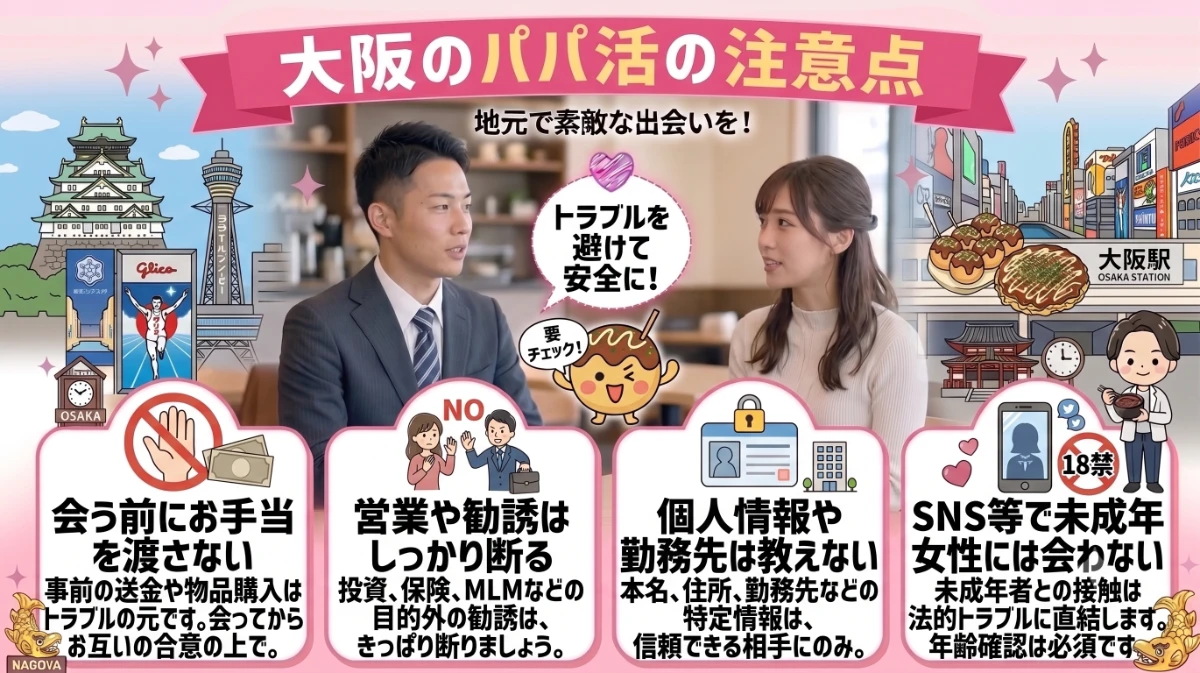 大阪のパパ活で男性が注意すべきこと