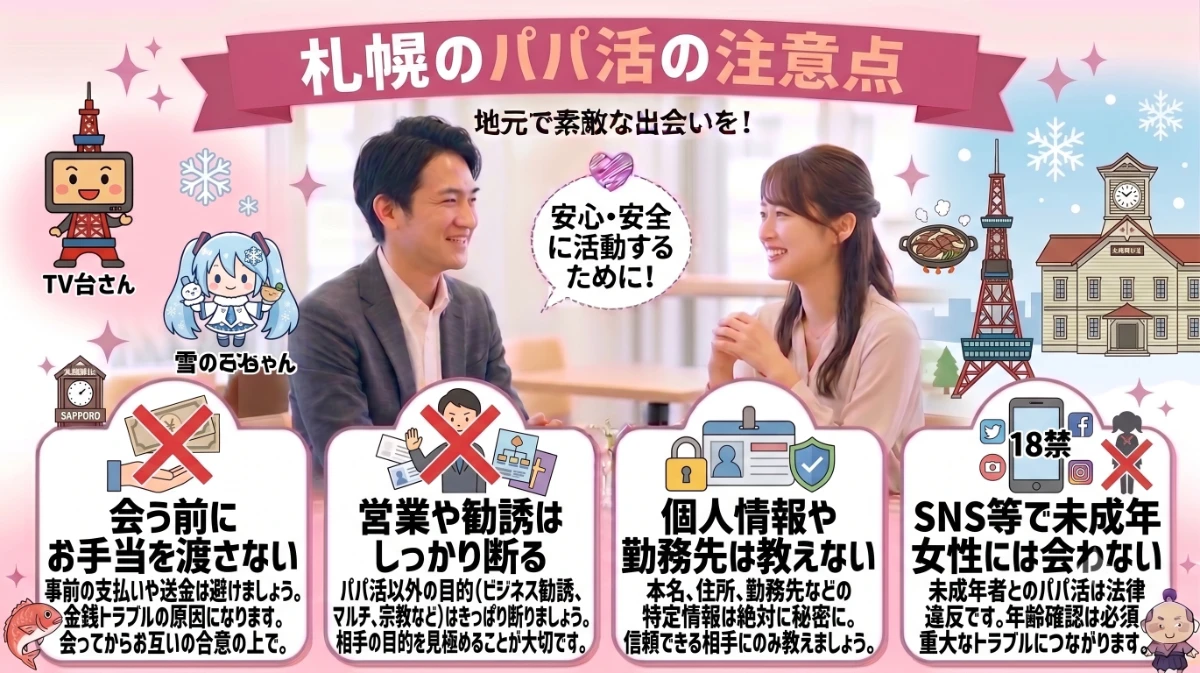 札幌のパパ活で男性が注意すべきこと