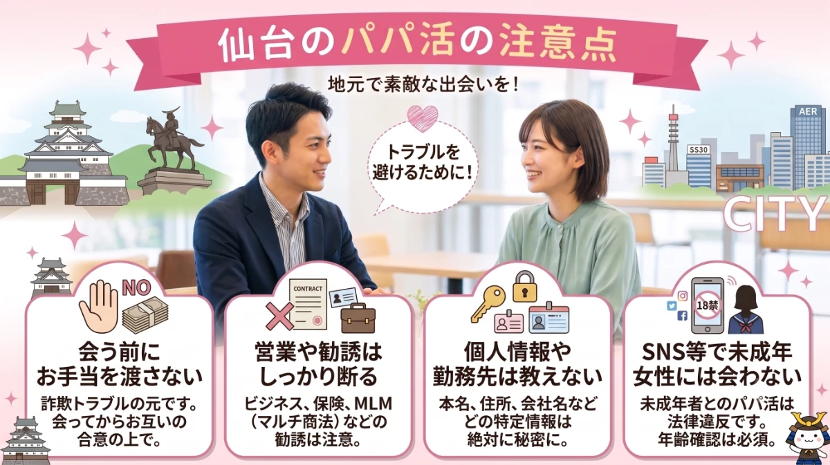 仙台のパパ活で男性が注意すべきこと